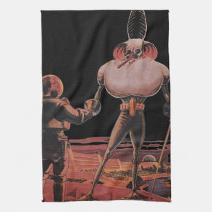 Klassieke Sciencefiction Astronaut Schudt Hand van Theedoek