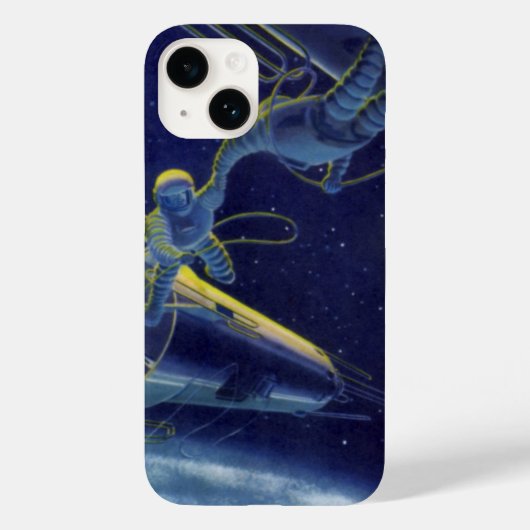 Klassieke Sciencefiction Astronauten in de Buitenr Case-Mate iPhone Case (Achterkant)