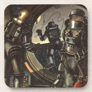 Klassieke sciencefiction-astronauten op een ruimte drankjes onderzetter