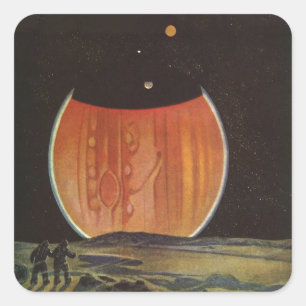 Klassieke sciencefiction, astronauten op Ganymedes Vierkante Sticker