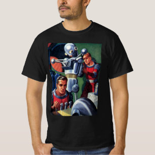 Klassieke sciencefiction-astronauten repareren een t-shirt