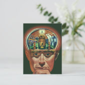 Klassieke sciencefiction, buitenaards brein in lab briefkaart (Staand voorkant)
