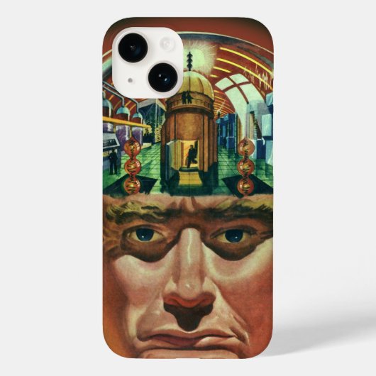 Klassieke sciencefiction, buitenaards brein in lab Case-Mate iPhone case (Achterkant)