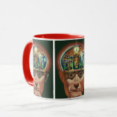 Klassieke sciencefiction, buitenaards brein in lab mok (Voorkant links)