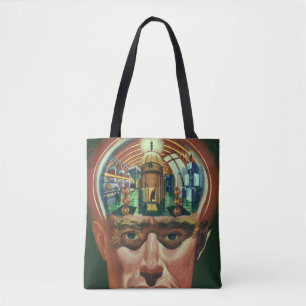 Klassieke sciencefiction, buitenaards brein in lab tote bag