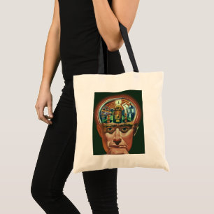 Klassieke sciencefiction, buitenaards brein in lab tote bag