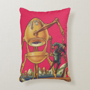 Klassieke Sciencefiction Buitenaardse Robot Grijpt Accent Kussen
