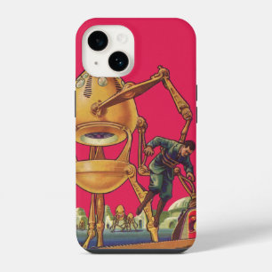 Klassieke Sciencefiction Buitenaardse Robot Ontvoe iPhone 14 Hoesje
