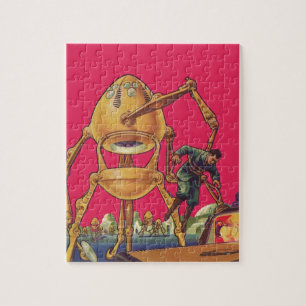 Klassieke Sciencefiction Buitenaardse Robot Ontvoe Legpuzzel