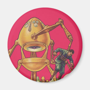 Klassieke Sciencefiction Buitenaardse Robot Ontvoe Magneet
