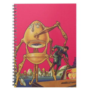 Klassieke Sciencefiction Buitenaardse Robot Ontvoe Notitieboek