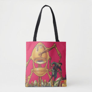 Klassieke Sciencefiction Buitenaardse Robot Ontvoe Tote Bag
