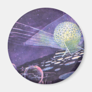 Klassieke sciencefiction, een gloeiende bol met bu magneet
