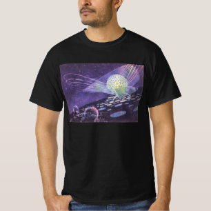 Klassieke sciencefiction, een gloeiende bol met bu t-shirt
