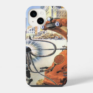 Klassieke sciencefiction futuristische stad Buiten iPhone 14 Hoesje