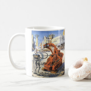 Klassieke sciencefiction futuristische stadsbuiten koffiemok