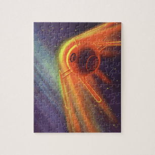 Klassieke sciencefiction, gloeiende raket in de ru legpuzzel