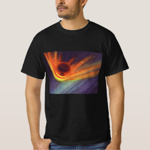 Klassieke sciencefiction, gloeiende raket in de ru t-shirt