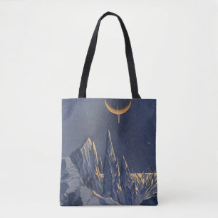 Klassieke sciencefiction, halvemaan-sneeuwplaneet tote bag