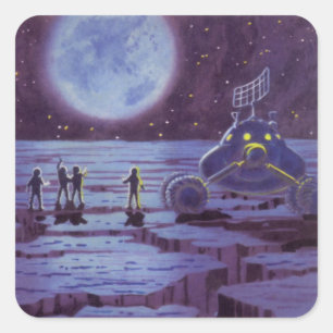 Klassieke Sciencefiction Maan Rover Buitenaardse W Vierkante Sticker