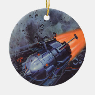 Klassieke sciencefiction, Maanraket die opstijgt Keramisch Ornament