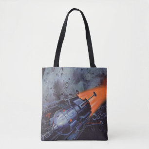 Klassieke sciencefiction, Maanraket die opstijgt Tote Bag