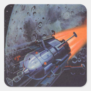 Klassieke sciencefiction, Maanraket die opstijgt Vierkante Sticker