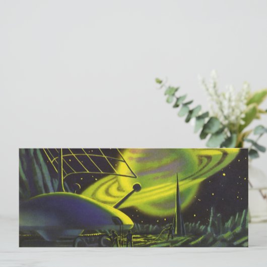 Klassieke Sciencefiction Neon Groen Planeet met Ri (Staand voorkant)