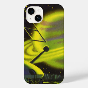 Klassieke Sciencefiction Neon Groen Planeet met Ri Case-Mate iPhone 14 Hoesje