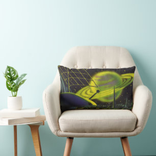 Klassieke Sciencefiction Neon Groen Planeet met Ri Kussen