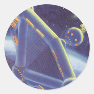Klassieke Sciencefiction Om de Aarde Cirkelend Rui Ronde Sticker