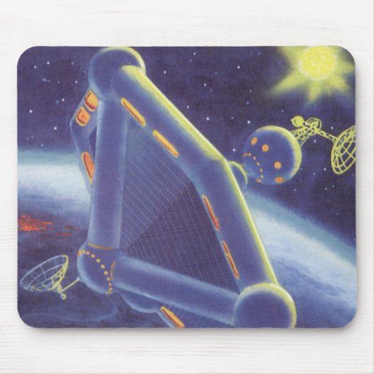 Klassieke Sciencefiction Om de aarde heen draaiend Muismat (Voorkant)