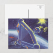 Klassieke Sciencefiction Om Ringende Ruimtestation Briefkaart (Voorkant / Achterkant)
