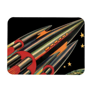Klassieke Sciencefiction Raket door Space Stars Magneet