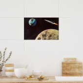 Klassieke sciencefiction, raket over de maan poster (Keuken)