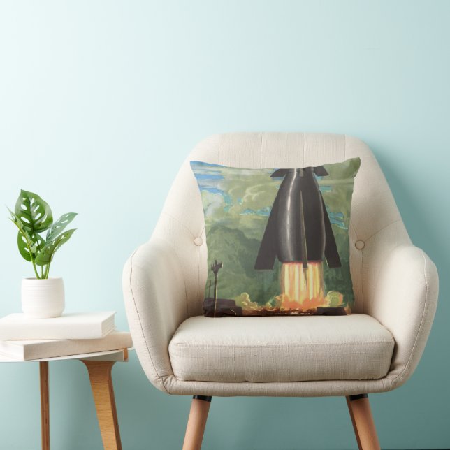 Klassieke sciencefiction, raket vertrekt van de aa kussen (Stoel)