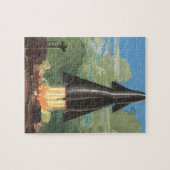 Klassieke sciencefiction, raket vertrekt van de aa legpuzzel (Horizontaal)