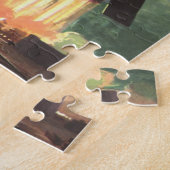 Klassieke sciencefiction, raket vertrekt van de aa legpuzzel (Zijkant)