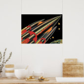 Klassieke Sciencefiction Raketschip door Space Sta Poster (Keuken)