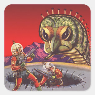 Klassieke Sciencefiction Reuzen Duizendpoot Insect Vierkante Sticker