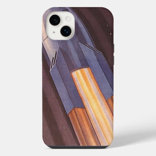 Klassieke Sciencefiction Ruimteschip Raketten iPhone Hoesje (Achterkant)