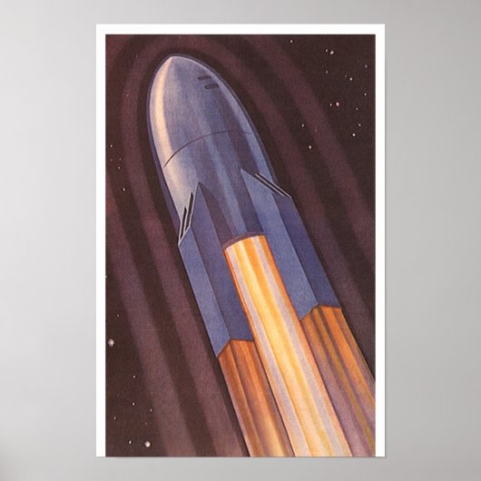 Klassieke Sciencefiction Ruimteschip Raketten Poster (Voorkant)