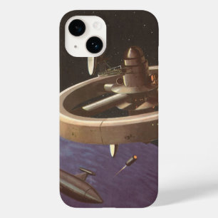 Klassieke sciencefiction, ruimtestation met planee Case-Mate iPhone 14 hoesje