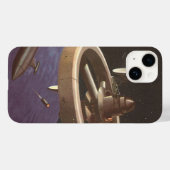 Klassieke sciencefiction, ruimtestation met planee Case-Mate iPhone case (Achterkant (horizontaal))