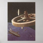 Klassieke sciencefiction, ruimtestation met planee poster (Voorkant)