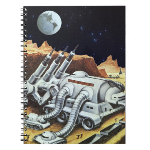 Klassieke sciencefiction, ruimtestation op de maan notitieboek