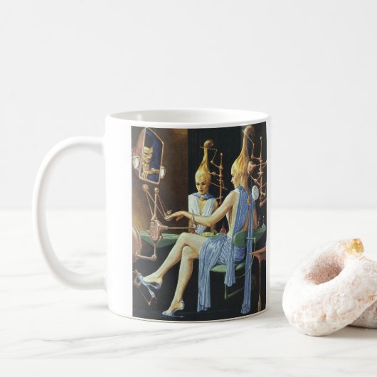 Klassieke Sciencefiction Schoonheidssalon Spa Hand Koffiemok (Met donut)