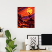 Klassieke Sciencefiction Vulkanische Planeet met R Poster (Thuiskantoor)