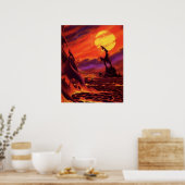 Klassieke Sciencefiction Vulkanische Planeet met R Poster (Keuken)