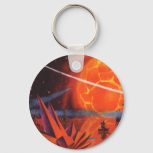 Klassieke sciencefiction, vurige vuur sci-fi plane sleutelhanger